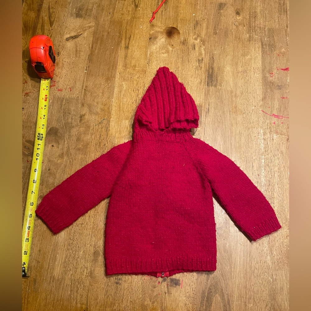 Homemade Knit infant hoodie with zippered back
